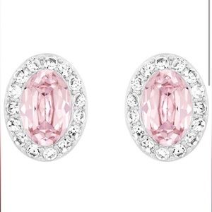 Swarovski Pink and clear pave Crystal Oval earrings NWB